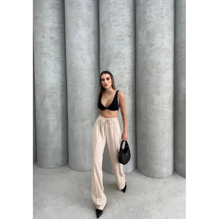 Çımalı keten pantolon