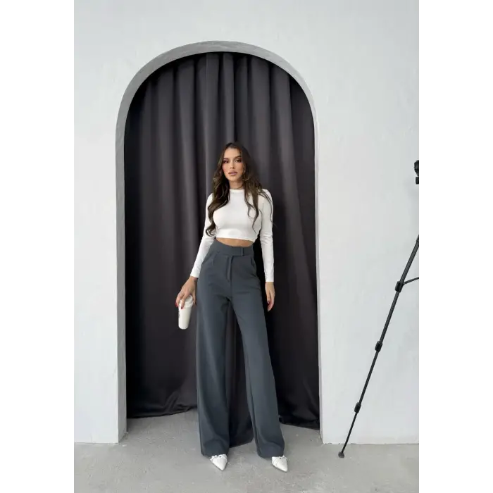 Cırtlı pantolon krep füme pt