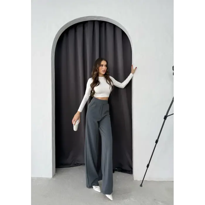 Cırtlı pantolon krep füme pt