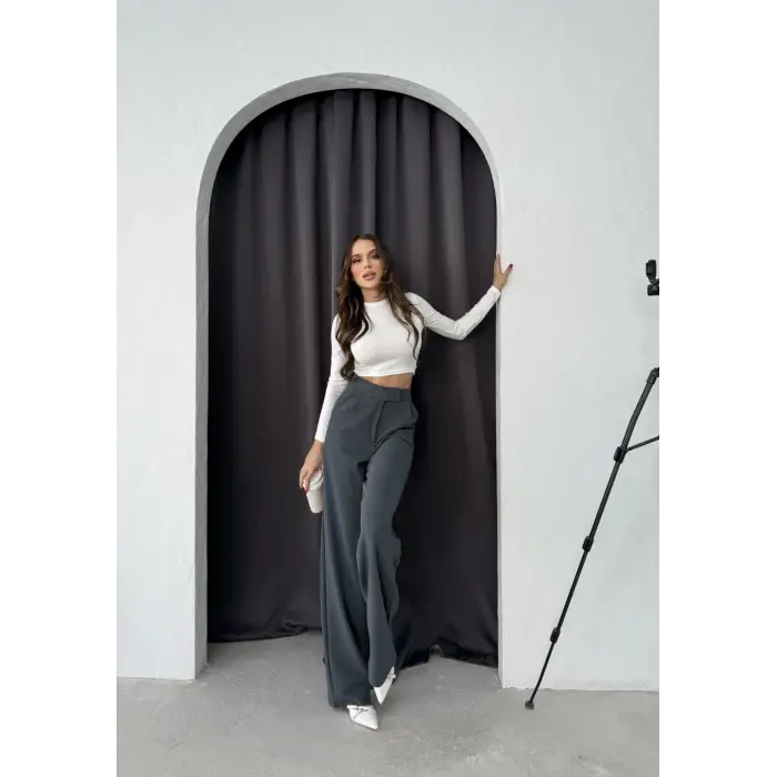 Cırtlı pantolon krep füme pt