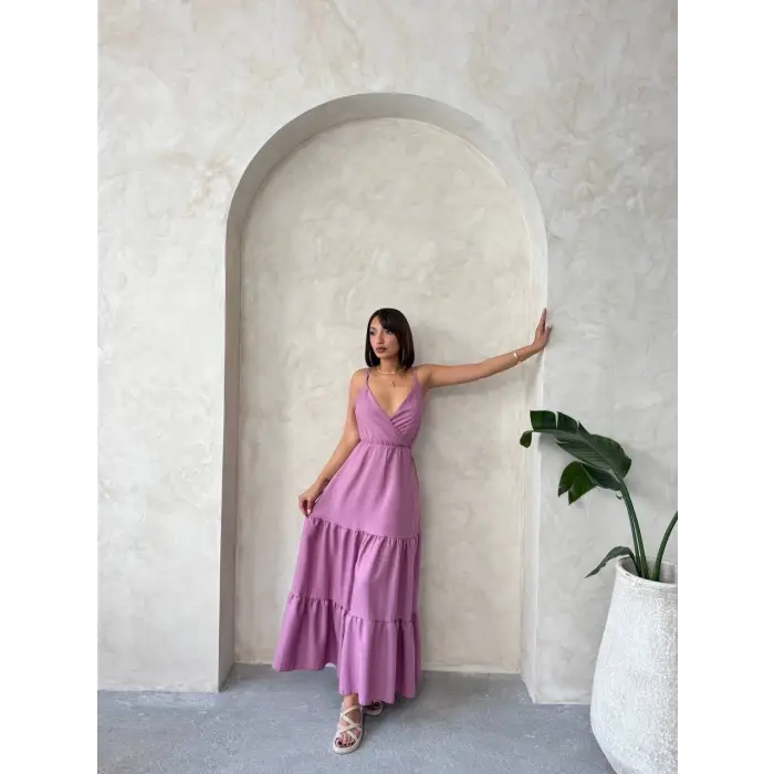 Fırfırlı katlı elbise s255049