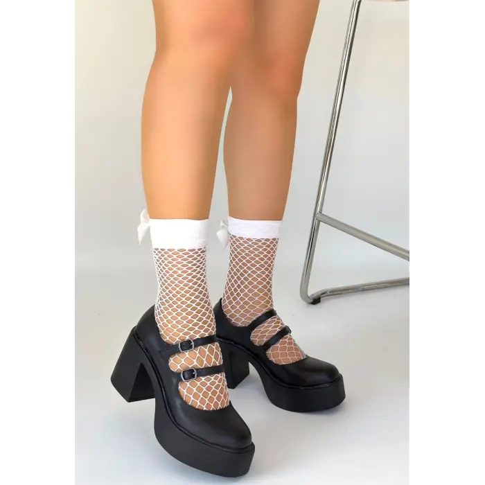 Jarlo Siyah Cilt Dolgu Topuk Ayakkabı