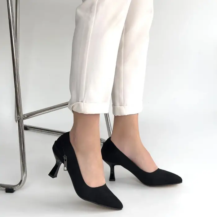 Jedi Siyah Süet Topuklu Ayakkabı