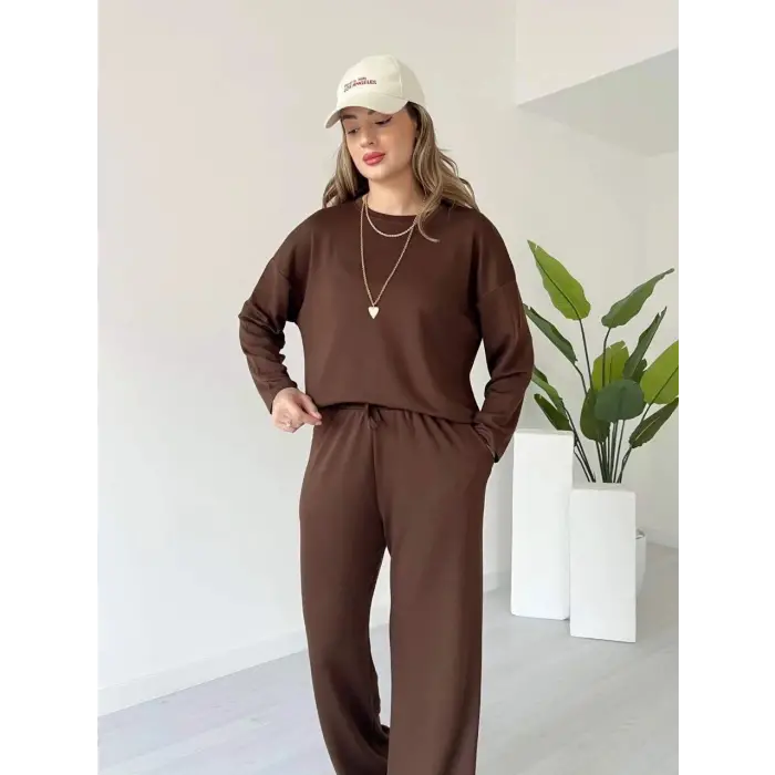 Kollu modal takım kahve