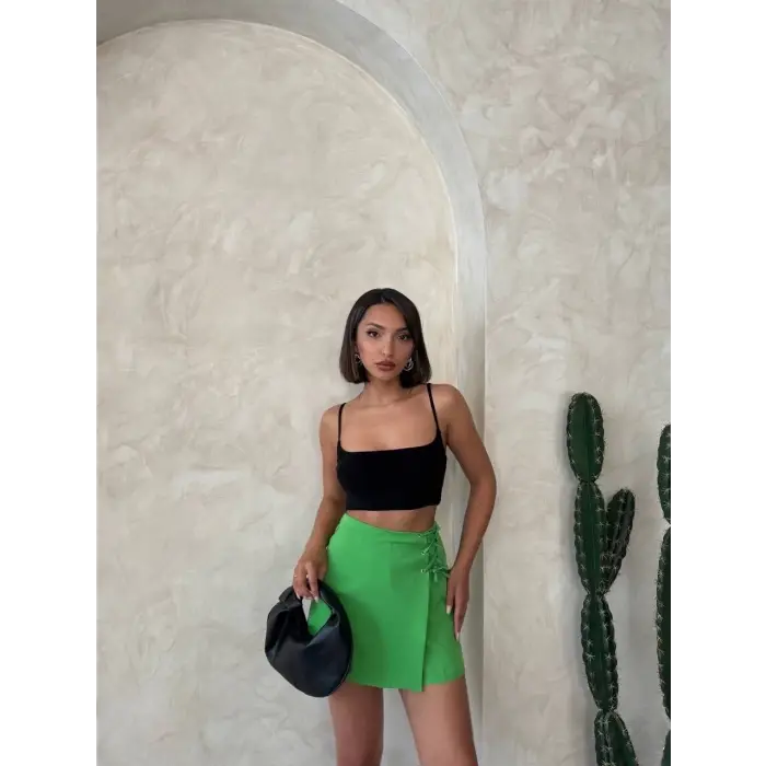 Kuş gözü şort etek yeşil s25819
