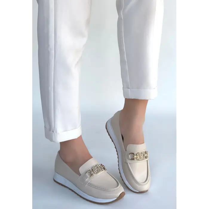 Otra Bej Cilt Babet Ayakkabı