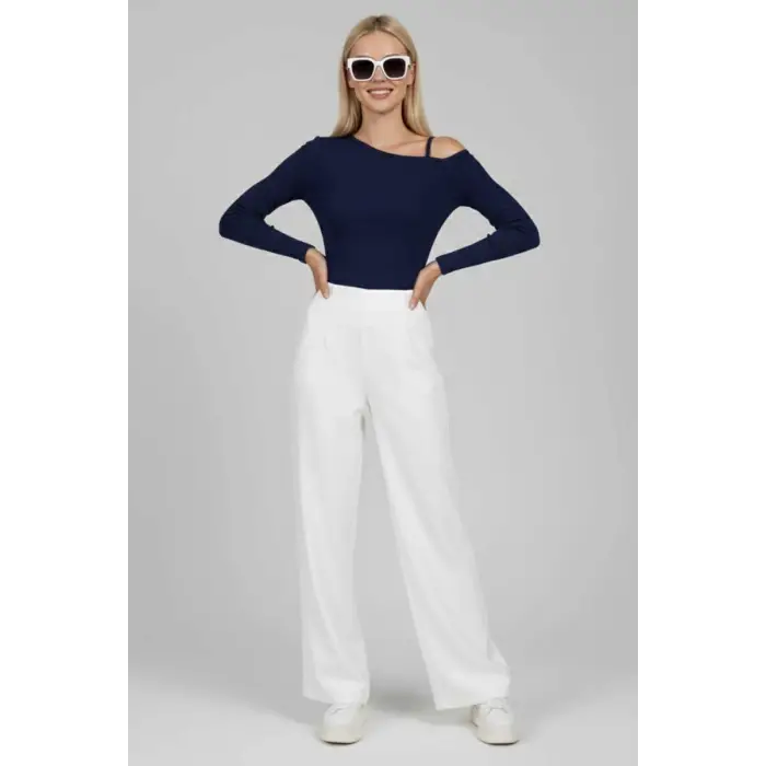 Tek Omuz İpli Bluz Lacivert T4328