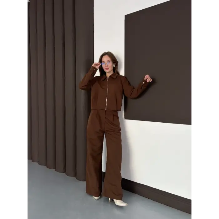 Trenç takım alt üst kahve ons