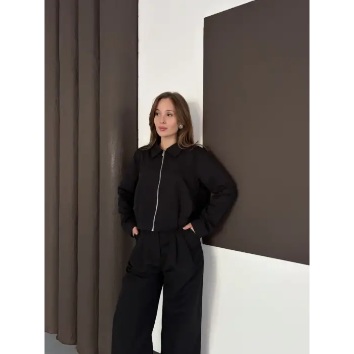 Trenç takım alt üst siyah ons