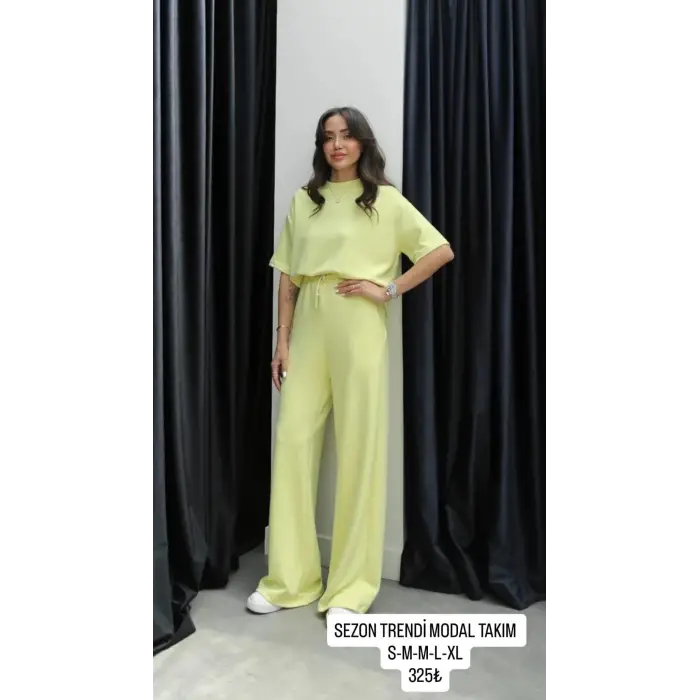 Tshirt alt üst modal takım sarı