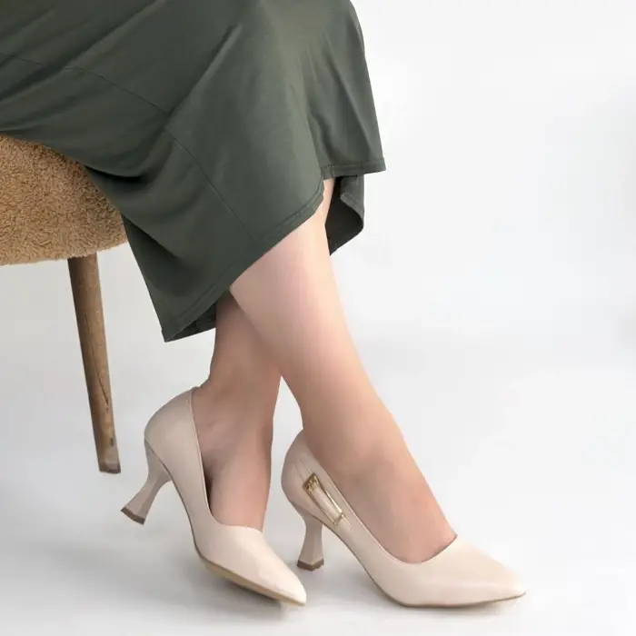 Yons Bej Cilt Topuklu Ayakkabı