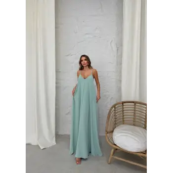 Aerobin uzun elbise çağla yeşili pt