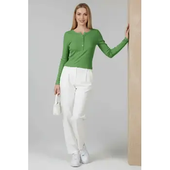 Çıtçıt Detaylı Bluz Yeşil T4343