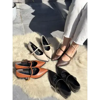 Galye Siyah Cilt Topuklu Ayakkabı