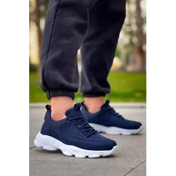 KB-707  Kuback Lacivert Süet Yüksek Taban Bağcıklı Günlük Erkek Ayakkabı