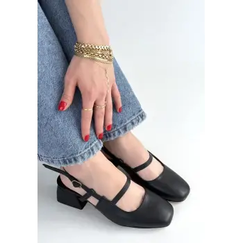 Liva Siyah Cilt Topuklu Ayakkabı