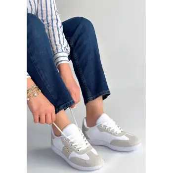 Lunga Beyaz Cilt Bağcıklı Spor Ayakkabı