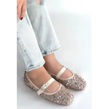 Moden Bej Süet Babet Ayakkabı