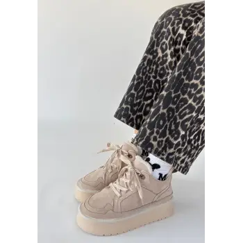 Muden Bej Süet Bağcıklı Bot