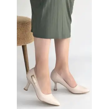 Yons Bej Cilt Topuklu Ayakkabı