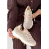 Ceas Bej Triko Bağcıklı Spor Ayakkabı