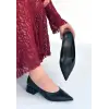 Ferla Siyah Cilt Topuklu Ayakkabı