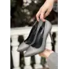Hillar Platin Saten Stiletto Ayakkabı