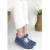 Jiten Mavi Deri Bağcıklı Spor Ayakkabı