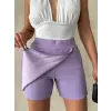 Kapaklı şort etek lila s208