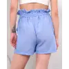 Kuşaklı keten şort mavi s255265
