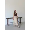 Müslin kumaş keten uzun etek bej pt