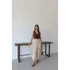 Müslin kumaş keten uzun etek bej pt