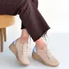 Weor Bej Triko Bağcıklı Spor Ayakkabı