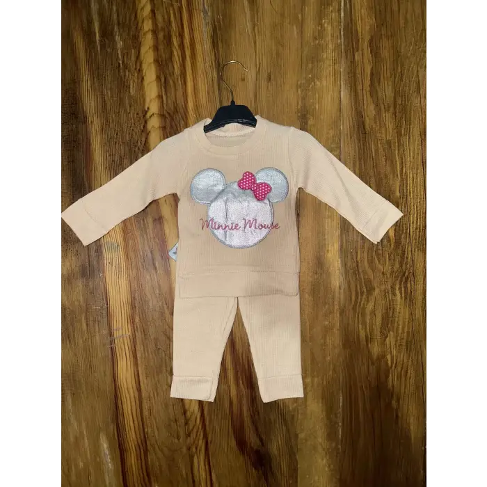 3-12 aylık ayıcık desenli takım krem