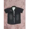 3-9 yaş Tshirt gömlek ikili takım kısa kol füme