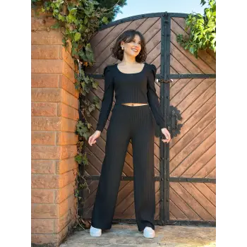 Fitilli prenses kol alt üst takım siyah