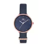 Ferro Navy Blue Leather Cord Womens Wristwatch F21087B-T