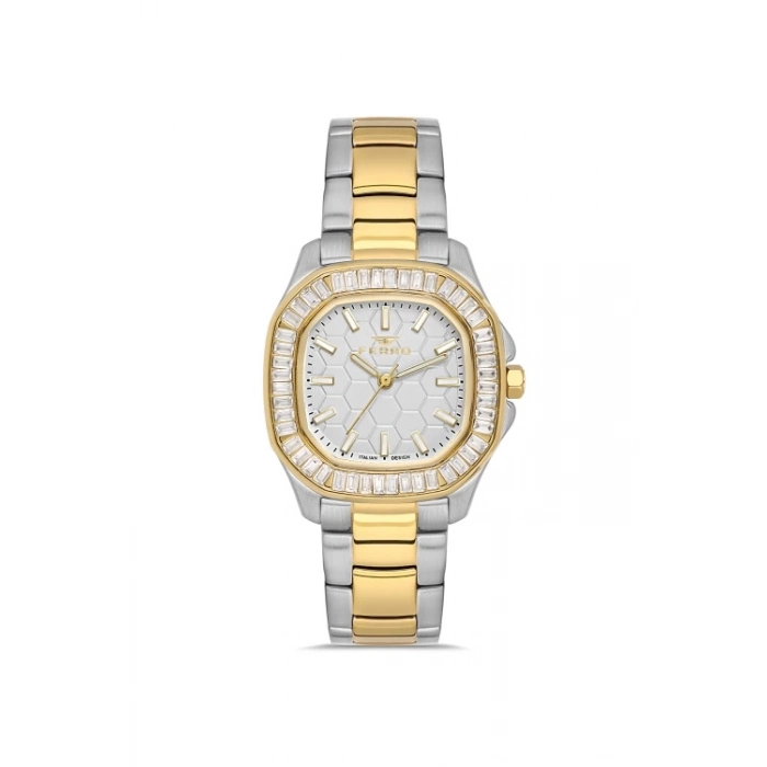 Ferro Sarı ve Gümüş Çelik Kordon Kadın Kol Saati FL43008A-D 3ATM Su Geçirmez 2 Yıl Garantili