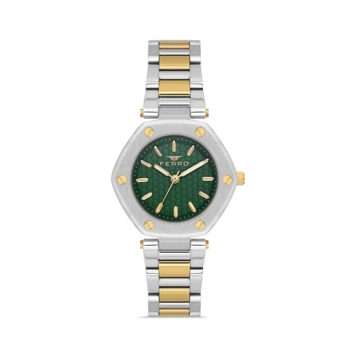 Ferro Sarı ve Gümüş Çelik Kordon Kadın Kol Saati FL43006A-D6 3ATM Su Geçirmez 2 Yıl Garantili