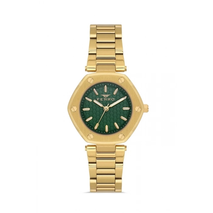 Ferro Sarı Çelik Kordon Kadın Kol Saati FL43006A-B6 3ATM Su Geçirmez 2 Yıl Garantili HediyePaketli
