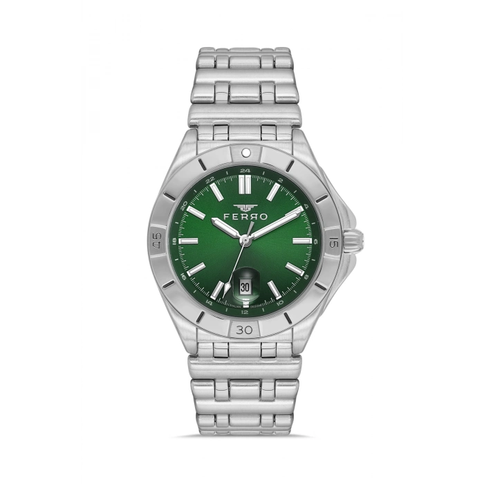 Ferro Gümüş Çelik Kordon Erkek Kol Saati FM43017A-A6 Tüm Fonksiyonlar Aktif 3 ATM Su Geçirmez