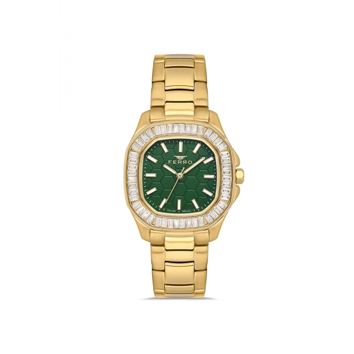 Ferro Sarı Çelik Kordon Kadın Kol Saati FL43008A-B6 3ATM Su Geçirmez 2 Yıl Garantili HediyePaketli