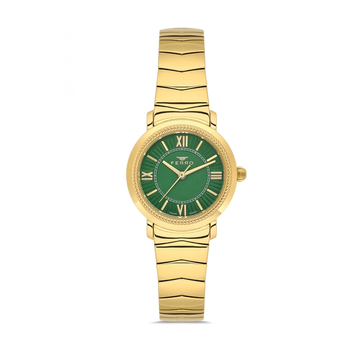 Ferro Sarı Çelik Kordon Kadın Kol Saati FL43009A-B6 3ATM Su Geçirmez 2 Yıl Garantili HediyePaketli