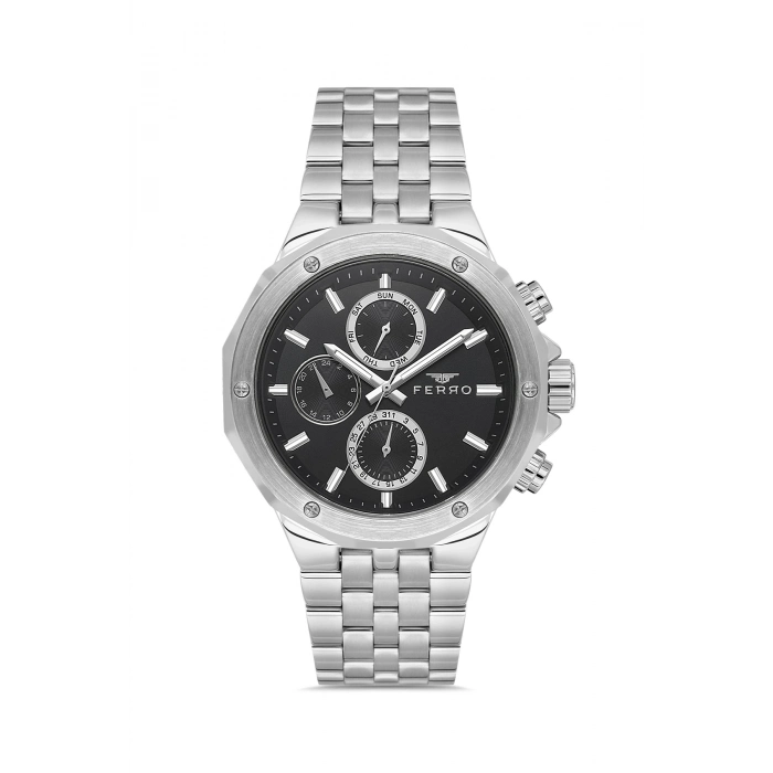 Ferro Gümüş Çelik Kordon Erkek Kordl Saata FM11544AWT-A2 Fonksiyonları Aktif 3ATM Su Geçirmez