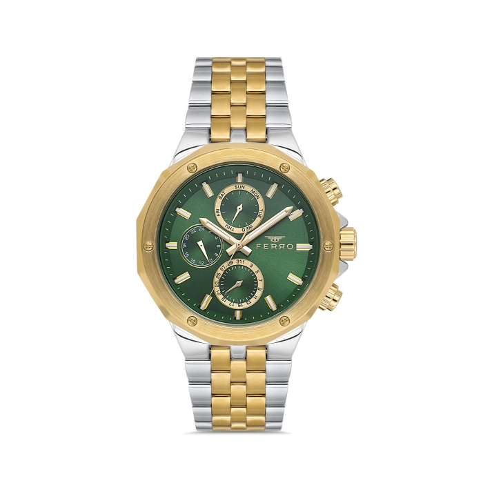 Ferro Sarı/Gümüş Çelik Kordon Erkek Kordl Saata FM11544AWT-D6 Fonksiyonları Aktif 3ATM Su Geçirmez