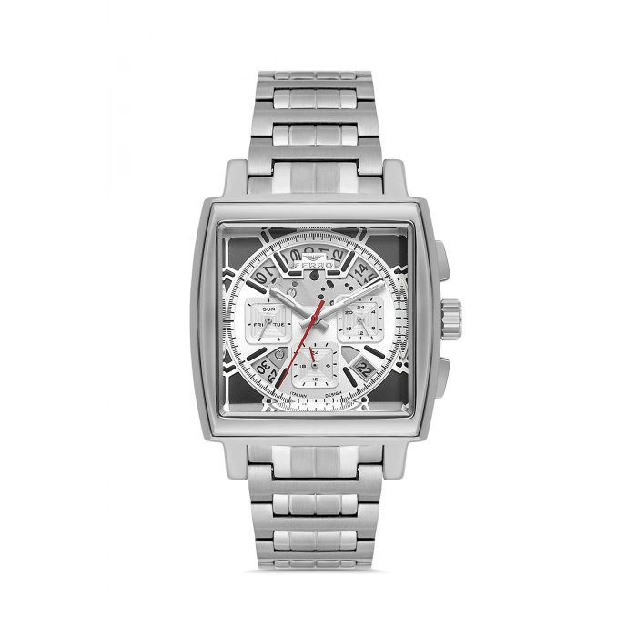 Ferro Gümüş Çelik Kordon Erkek Kordl Saata FM11553AWT-A Fonksiyonları Aktif 3 ATM Su Geçirmez