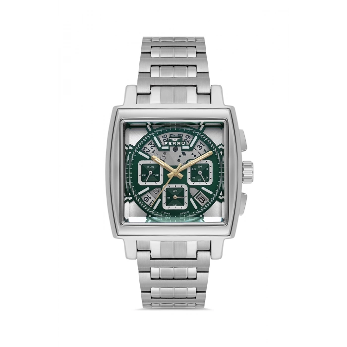 Ferro Gümüş Çelik Kordon Erkek Kol Saati FM11553AWT-A6 Fonksiyonları Aktif 3 ATM Su Geçirmez