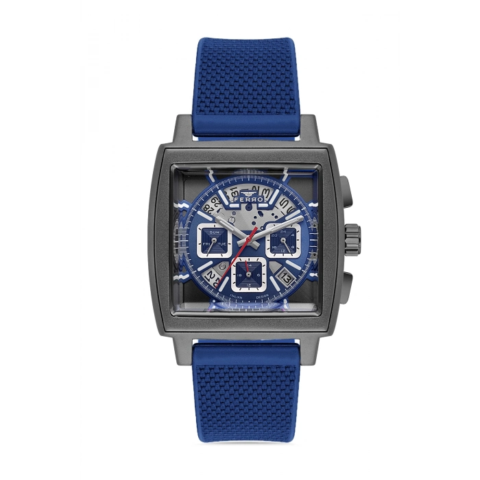 Ferro Lacivert Silikon Kordon Erkek Kol Saati FM11553DWT-L3 Fonksiyonları Aktif 3 ATM Su Geçirmez