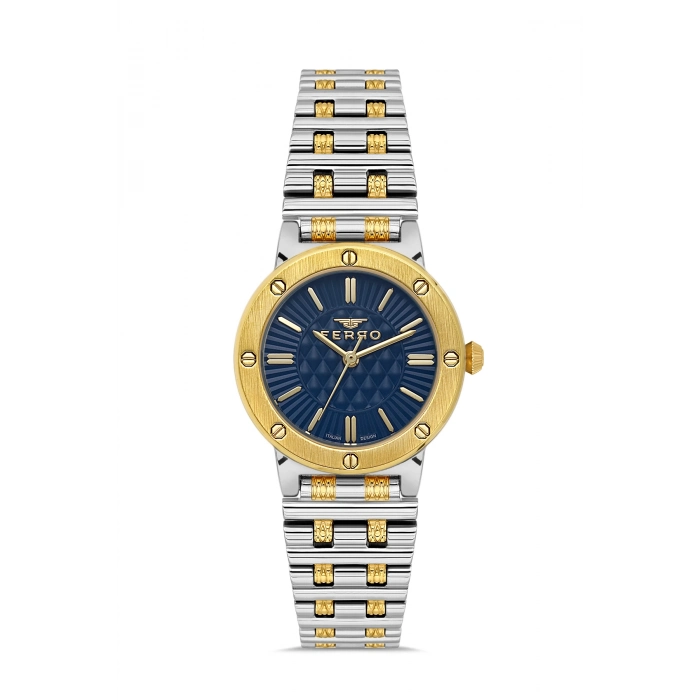 Ferro Sarı ve Gümüş Çelik Kordon Kadın Kol Saati FL43010A-D3