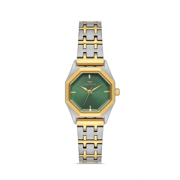 Ferro Sarı ve Gümüş Çelik Kordon Kadın Kol Saati FL43019A-D6 3ATM Su Geçirmez 2 Yıl Garantili